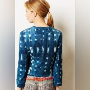 Anthropologie shibori indigo cropped jacket